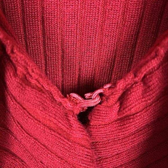 Chico red Biya Long cardigan ruffle rayon knit ribbed open front sweater size 1 - Picture 5 of 8